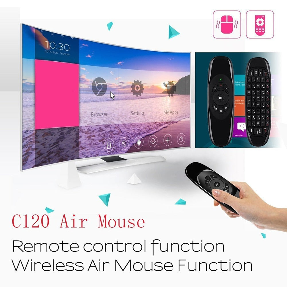 2.4GHz Flying Mouse 6-Axis Gyroscope Wireless Air Mouse Keyboard Remote Control For Smart TV PC